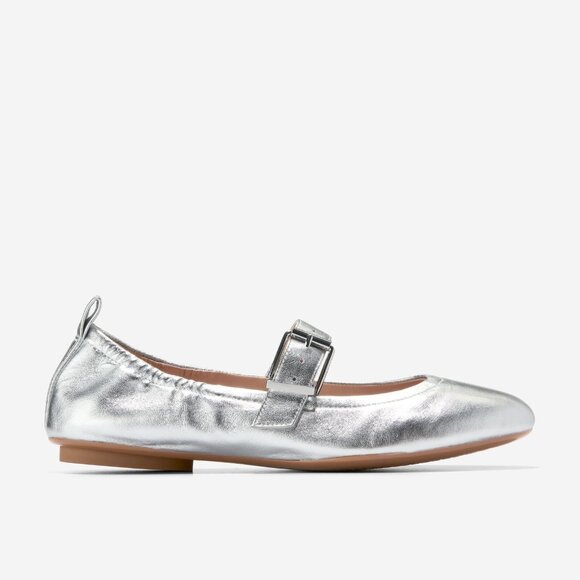NIB Cole Haan Graclyn Mary Jane Ballet Flats – Silver Leather, Size on tag 9.5 - Picture 2 of 10